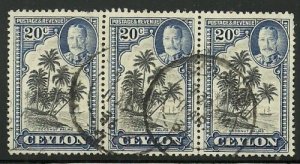 Album Treasures Ceylon Scott # 270 20c George V Very Stamped CDs Stripes Of 3-