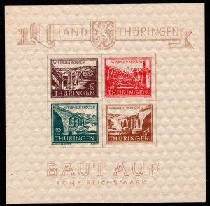 GERMANY SOVIET OCCUPATION ZONE SCARCE THURINGIA BRIDGE SHEET 16NB4a VERY FINE NH