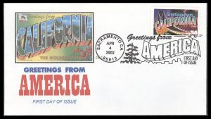 #3565 Greetings From California CEC FDC