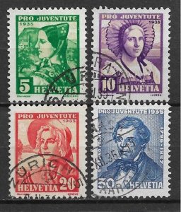 1935 Switzerland B73-6 complete Pro Jeventute set of 4 used