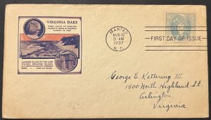 VIRGINIA DARE #796 AUG 18 1937 MANTEO NC  FIRST DAY COVER (FDC) BX6