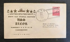 1941 USS Alcor AD34  First Day Navy Cover to Ridgefield NJ