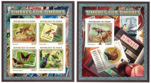 NIGER 2016 - Dinosaurs, stamps on stamps /complete set MNH