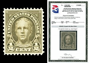 Scott 653 1929 ½c Nathan Hale Mint Single Graded Superb 98 NH with PSE CERT