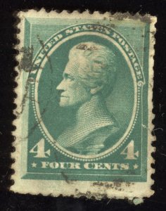 US Scott 211 Used 4c blue green Andrew Jackson Lot T978 bhmstamps