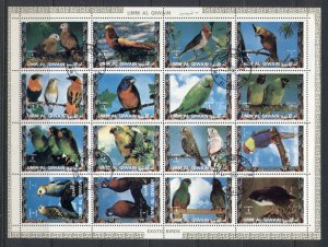 Umm al Qiwain 1972 Birds, Parrots & Finches sheetlet CTO