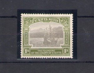 1923 ST. KITTS NEVIS, Stanley Gibbons #55 - 1s. black and sage green - MNH**