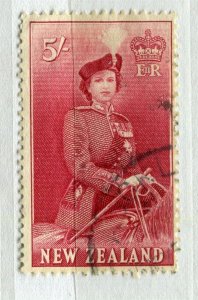 NEW ZEALAND; 1953 early QEII issue fine used 5s. value