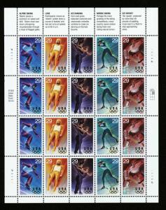 US.#2811a WINTER OLYMPICS - FULL SHEET OF 20 MOGNH- VF - CV $12.50 (ESP#229)