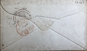 GB QV 1853 COVER PENNY RED 1d IMPERF 'RE & RF’ CANCEL 506 TO LONDON DT 03RD JUNE