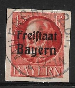 Bavaria - Scott #216 15pf Vermilion Imperf  F VF  Used