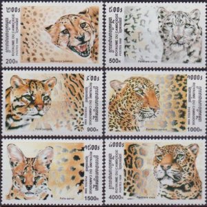 CAMBODIA 1998 - Scott# 1782-7 Wild Cats Set of 6 NH