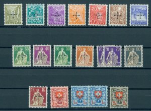 SWITZERLAND, CROSS PERFORATION 1935-37, ALMOST COMPLETE UNUSED HINGED