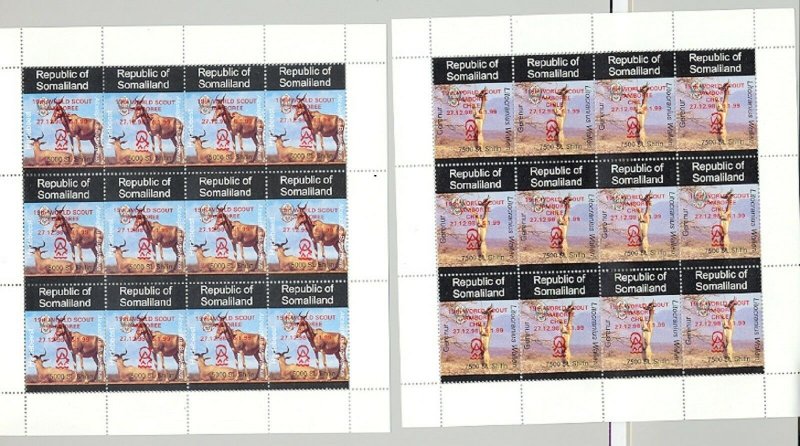 Somaliland (Propaganda) 1998 Scouts Red o/p African Animals 12v M/S of 12
