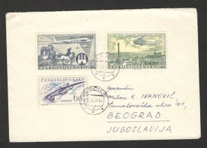 CZECHOSLOVAKIA TO YUGOSLAVIA, SERBIA - COVER- PLANE, HELICOPTER - 1961.