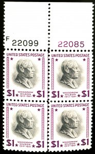 U.S. #832 MINT PL# BLOCK OF 4 OG LH