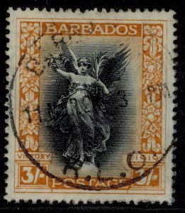 BARBADOS GV SG211, 3s black & dull orange, FINE USED. Cat £95. CDS