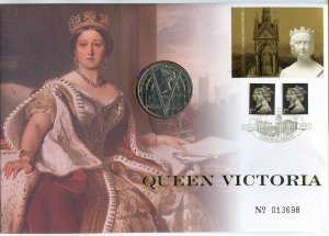 2001 QUEEN VICTORIA £5 Five Pound Coin Cover