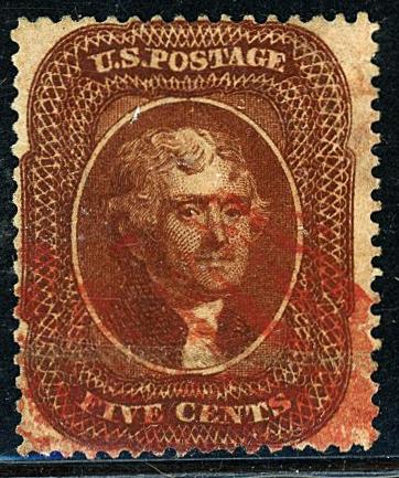 U.S. #30A Used F-VF Red Cancel