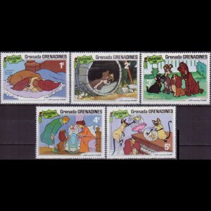GRENADA GRENADINES 1981 - Scott# 451-5 Disney-The Tramp 1-5c NH