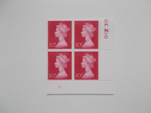 1970 10p Cerise Machin High Value in Plate Block of 4 (Plate 11) PCP Superb U/M