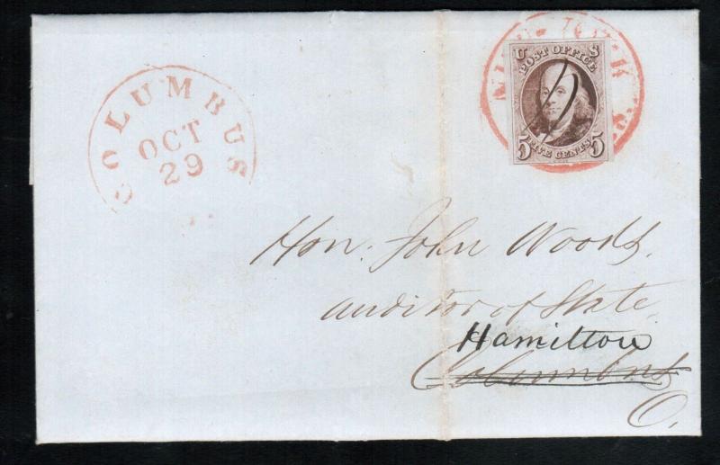 USA #1 Used Fine On Cover With Manuscript Cancel On Top Of Red Cancel