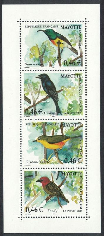 Mayotte Birds MS of 4 stamps SG#MS173