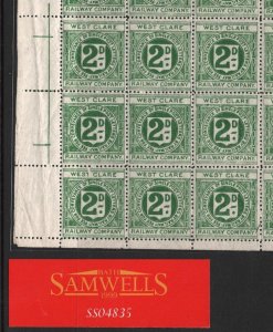 GB Ireland WEST CLARE RAILWAY Letter Stamp 2d FULL SHEET {ex Lacy-Spencer}SS4835