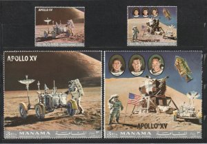 1971  Manama - Apollo XV (Issue III)  - Mi-1063A to 1066A -Perf.  CTO