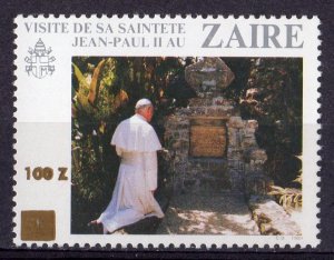 Zaire 1990 Sc#1292 POPE JOHN PAUL II overprinted Gold 100Z VERY RARE MNH