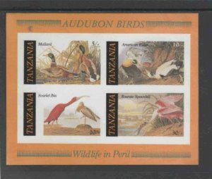 TANZANIA #309a 1986 AUDUBON BIRDS MINT VF NH O.G IMP. S/S   bb