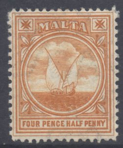 Malta Scott 43 - SG58, 1904 Edward VII 4.1/2d Orange MH*