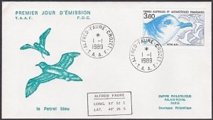 TAAF FRENCH ANTARCTIC TERR 1989 Bird : Blue Petrel FDC....................A4151b