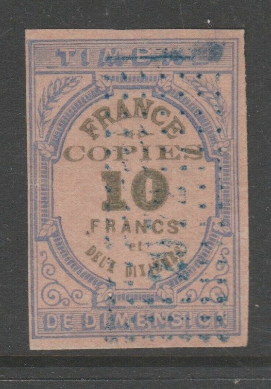 France and Colonies revenue Fiscal stamp 11-18-20--  10Fr