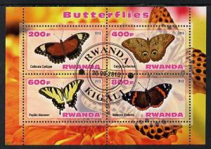 RWANDA SHEET USED BUTTERFLIES INSECTS