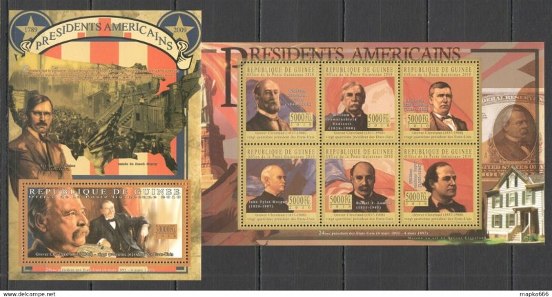 2011 Guinea Leaders Usa American Presidents Glover Cleveland 1Kb+1Bl ** Bc231