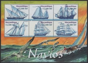 Mozambique 2002 MNH Sc 1527 13500m Sailing Ships Sheet of 6