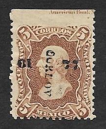 SE)1874-80 MEXICO, HIDALGO 5C SCT 106, IMPRINT ABOVE WITH CÓRDOBA DISTRICT, MINT