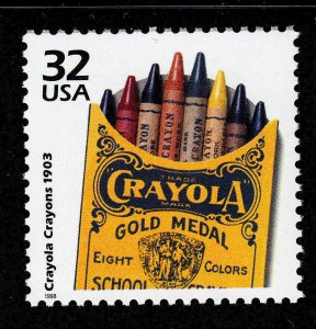 1998 Celebrate the 1900s Crayola Crayons Single 33c Stamp, Sc# 3182d, MNH, OG