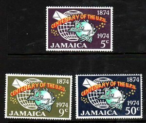 Jamaica-Sc#387-9- id9-unused NH set-UPU-1974-