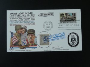 world war II ww2 D-Day commemoration FDC USA 1994 (posted on board USS Normandy)