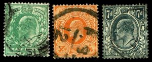 1904-10 GB#143-45 King Edward VII Wmk 30 - Used - VF - CV$40.25 (ESP#3972)