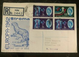 1962 Huna Isle Of Stroma First Day Souvenir Sheet Cover To Germany Productivity