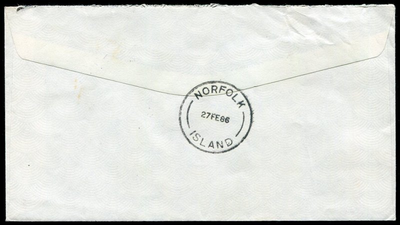 1986 New Zealand to Cook Islands, Missent to Norfolk Island, unusual... 