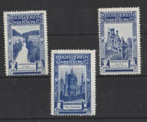 Germany- Lot of 3 Charity Stamps Reichs Fund for Child Protection- MH OG