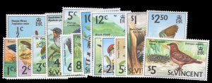 St. Vincent #279-294 Cat$30.20, 1970 Birds, complete set, never hinged