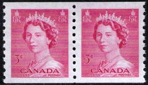 Canada # 332  Mint VF NH coil pair Cat $ 4