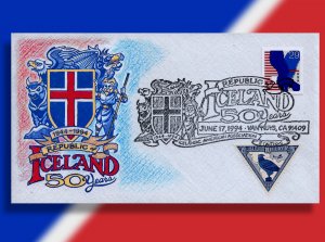 Happy Birthday Iceland!  • Handpainted 50th Anniversary of Independence Cover