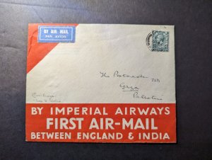 1929 England Airmail FFC First Flight Cover Liverpool to Gaza Palestine