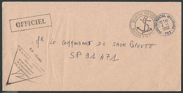 FRENCH POLYNESIA 1992 local military cover with naval handstamp etc........41064